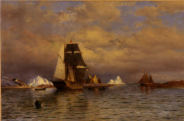 威廉·布拉德福德（William Bradford），《从战斗港望出去》， 1877年油画
