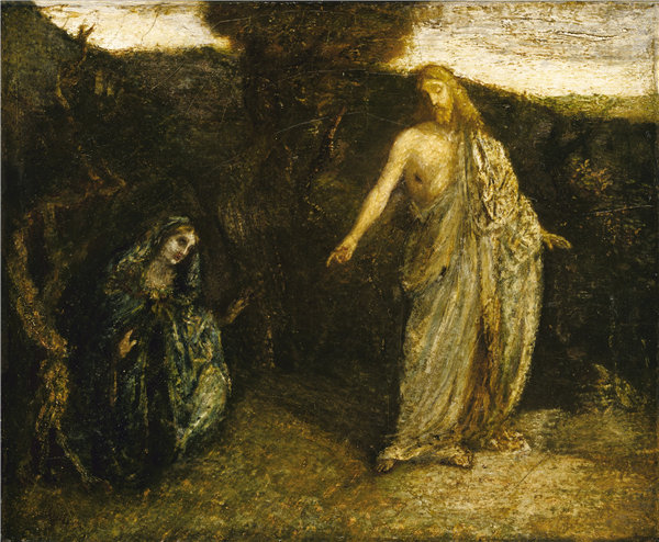 阿尔伯特·平克汉姆·赖德（Albert Pinkham Ryder）-基督出现在马利亚 1885年油画