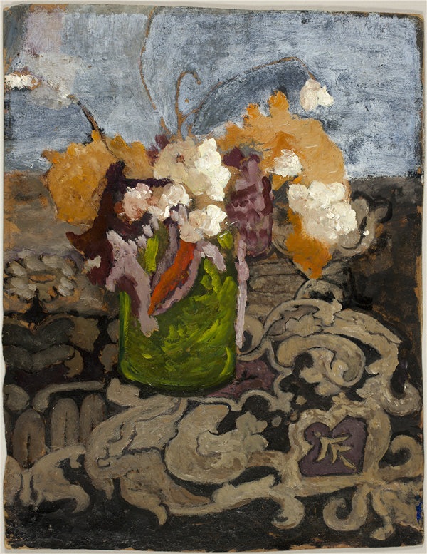 保拉·莫德松-贝克尔（Paula Modersohn-Becker）-静物与绿色花瓶 1902年作品高清