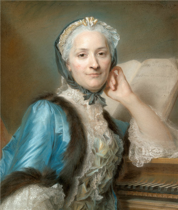 莫里斯·昆汀·拉图尔（Maurice Quentin de Latour）-德·蒙登维尔夫人肖像（1708-1780） 1752年法国粉彩作品