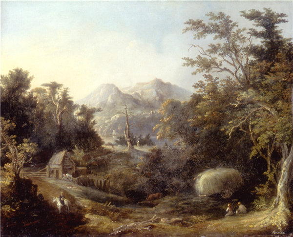 查尔斯·科德曼（Charles Codman）-《农场与山脉的风景》  1832年油画