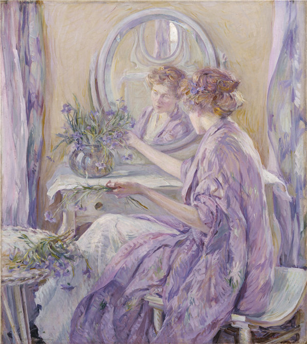 罗伯特·里德（Robert Reid）-《紫色和服》 1910年油画高清下载