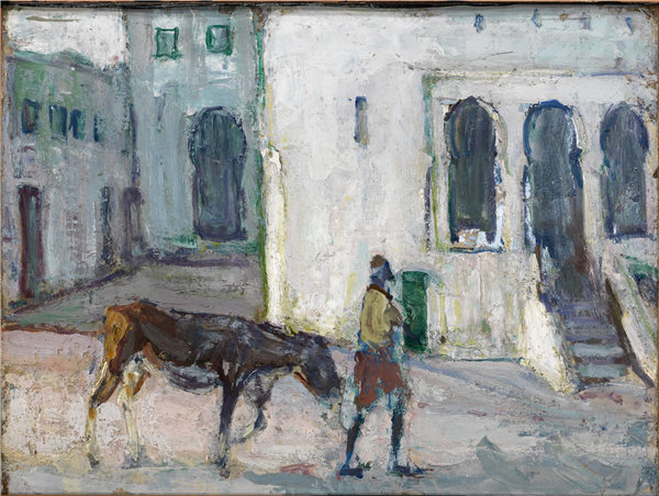 亨利·奥萨瓦·坦纳（Henry Ossawa Tanner）-街景，丹吉尔 1910年油画