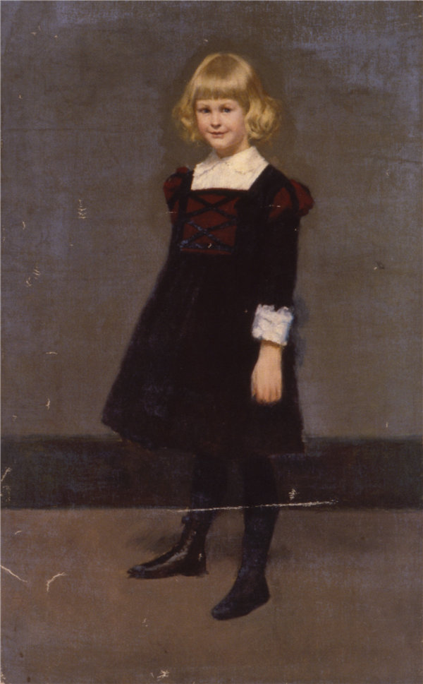 肯扬·考克斯（Kenyon Cox），《无题》-一个年轻女孩的画像 1900年高清油画