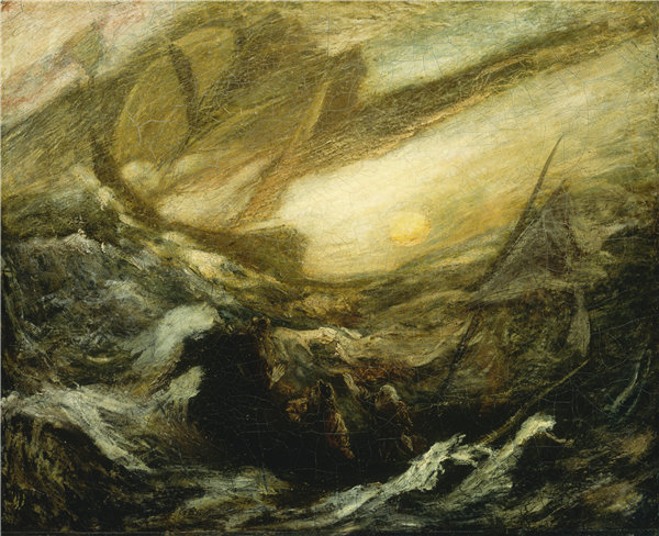 阿尔伯特·平克汉姆·赖德（Albert Pinkham Ryder）-《飞翔的荷兰人》 1887年油画