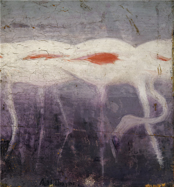 雅培·汉德森·塞耶（Abbott Handerson Thayer）-《白色火烈鸟》 1905-1909年高清油画