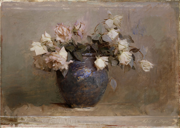 雅培·汉德森·塞耶（Abbott Handerson Thayer）-玫瑰， 1890年油画高清下载
