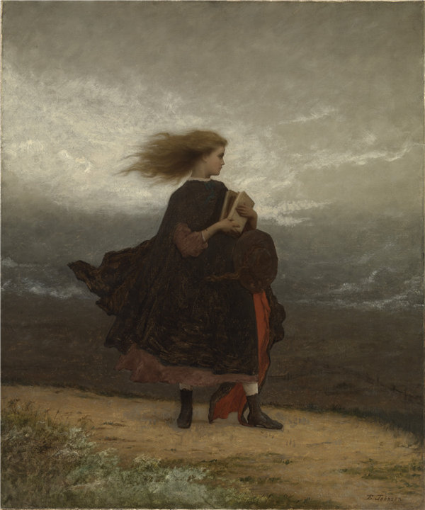 伊士曼·约翰逊（Eastman Johnson）-《我留在我身后的女孩》 1872年油画