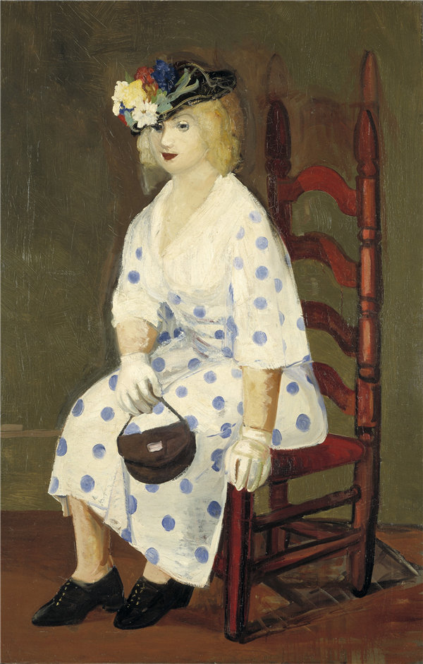 乔治·卢克斯（George Luks）-1927年的圆点连衣裙高清油画