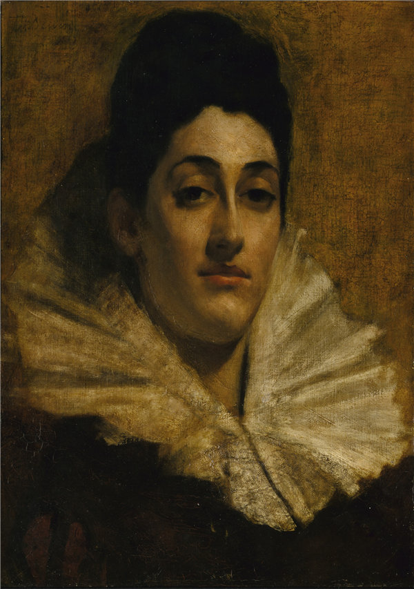 托马斯·威尔默·迪因（Thomas Wilmer Dewing）-弗朗西斯·C·休斯顿的肖像 1880-1889年油画