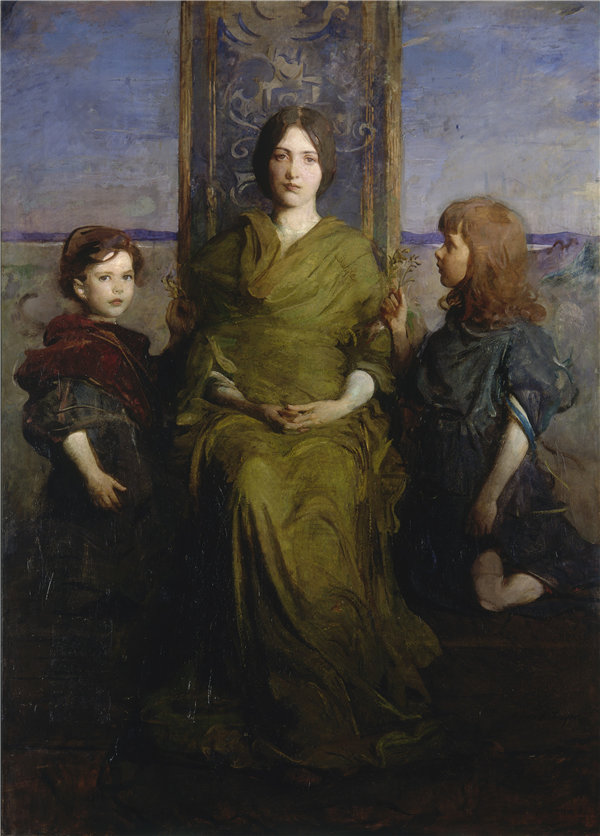 雅培·汉德森·塞耶（Abbott Handerson Thayer）-维珍登基， 1891年高清油画