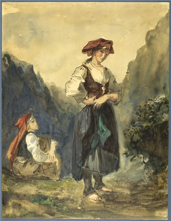 欧仁·德拉克鲁瓦（EugèneDelacroix）-欧博讷地区的农民妇女，1845年法国作品