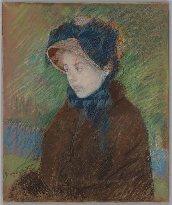 玛丽·卡萨特（Mary Cassatt）-苏珊在一根草帽上 1883年作品高清下载