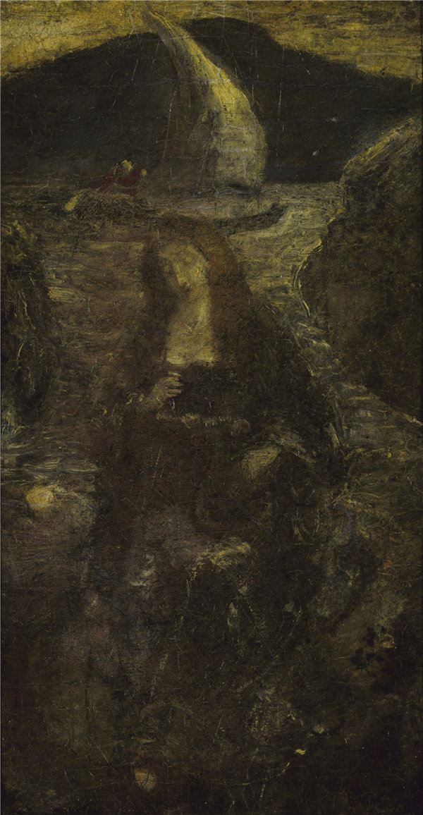 阿尔伯特·平克汉姆·赖德（Albert Pinkham Ryder）-《逝去的歌》， 1902年油画