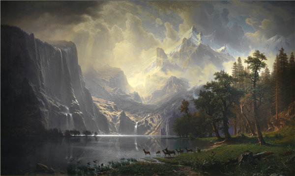 阿尔伯特·比尔施塔特（Albert Bierstadt）-1868年，加利福尼亚内华达山脉油画