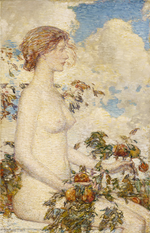 柴尔德·哈萨姆（Childe Hassam），波莫纳（Pomona）， 1900年高清油画