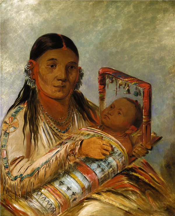 乔治·卡特琳(George Catlin),谢赫·阿卡奇(Chée-ah-ká-tchée),《 N-t-way的妻子》,1835- 1836年油画