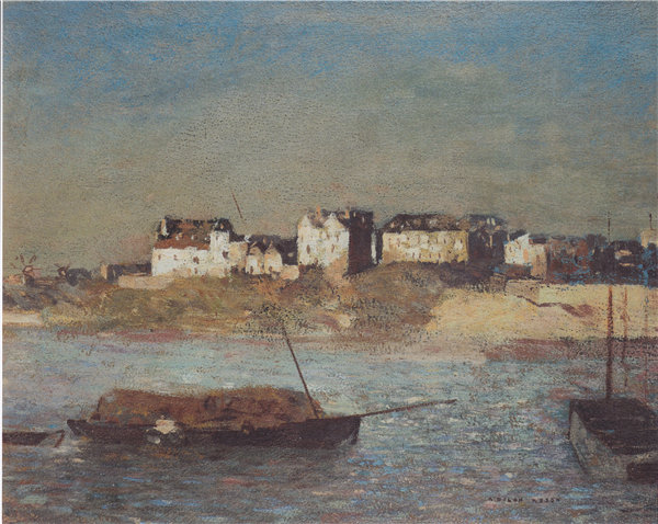 奥迪隆·雷顿（Odilon Redon）-布列塔尼海港 1879年作品