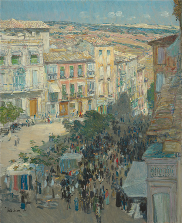 柴尔德·哈萨姆（Childe Hassam）法国南部城市的景色 1910年美国作品