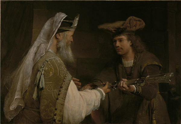 艾尔特·德·戈德尔(aert de gelder)-亚希米勒把歌利亚的剑赐给大卫，约1680年油画