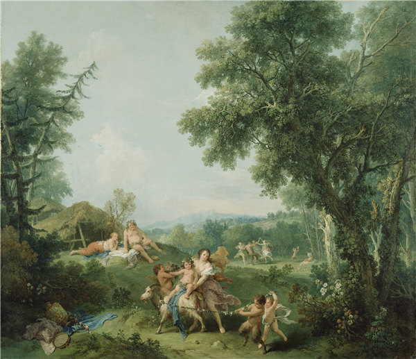 弗朗切斯科·祖卡雷利（Francesco Zuccarelli）-酒神教育与景观，意大利，1744年油画