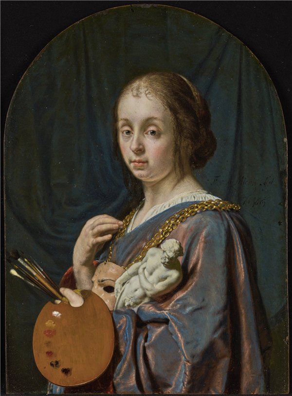 弗朗斯·范·米耶里斯（Frans van Mieris）-荷兰，Pictura（绘画的寓言）1661年油画