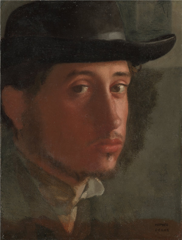 埃德加·德加（Edgar Degas）-自画像，法国，约1857年至1858年油画高清下载