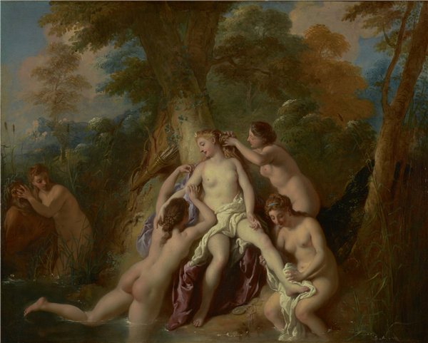 让·弗朗索瓦·德·特洛伊（Jean-Franoois de Troy）-黛安娜和她的若虫洗澡，法国，1722–1724年油画