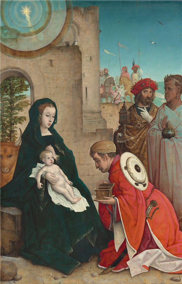 胡安·德·法兰德斯（Juan de Flandes）-贤士的崇拜 1508年高清油画