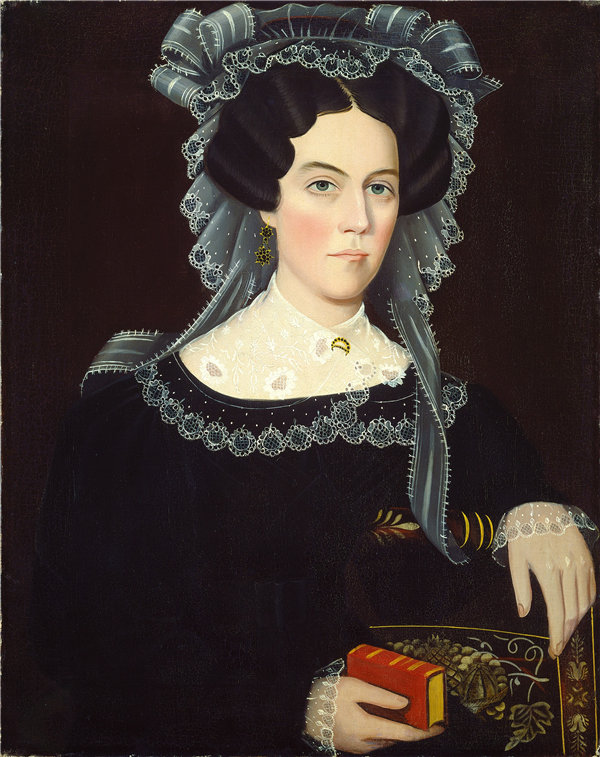 安米·菲利普斯（Ammi Phillips）-凯瑟琳·A·梅 1830年高清油画