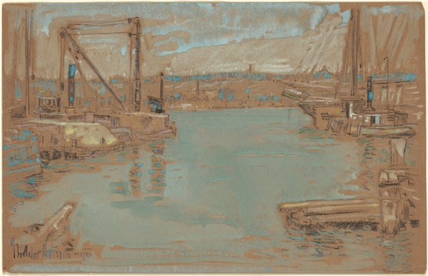 柴尔德·哈萨姆（Childe Hassam）-纽约北河码头 1901年高清作品