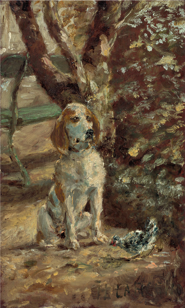 亨利·德·图卢兹-劳特雷克（Henri de Toulouse-Lautrec）-艺术家的爱犬 1881年高清作品