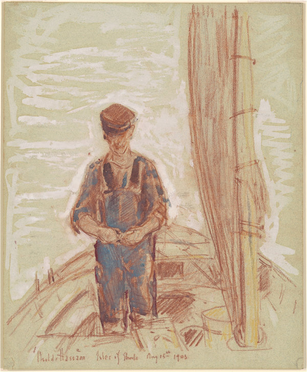 柴尔德·哈萨姆（Childe Hassam）-渔夫，浅滩岛 1903年作品高清下载
