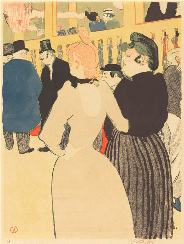 亨利·德·图卢兹-劳特雷克(Henri de Toulouse-Lautrec)-在红磨坊,高卢和她的姐姐那里(红磨坊,高卢等)1892年作品