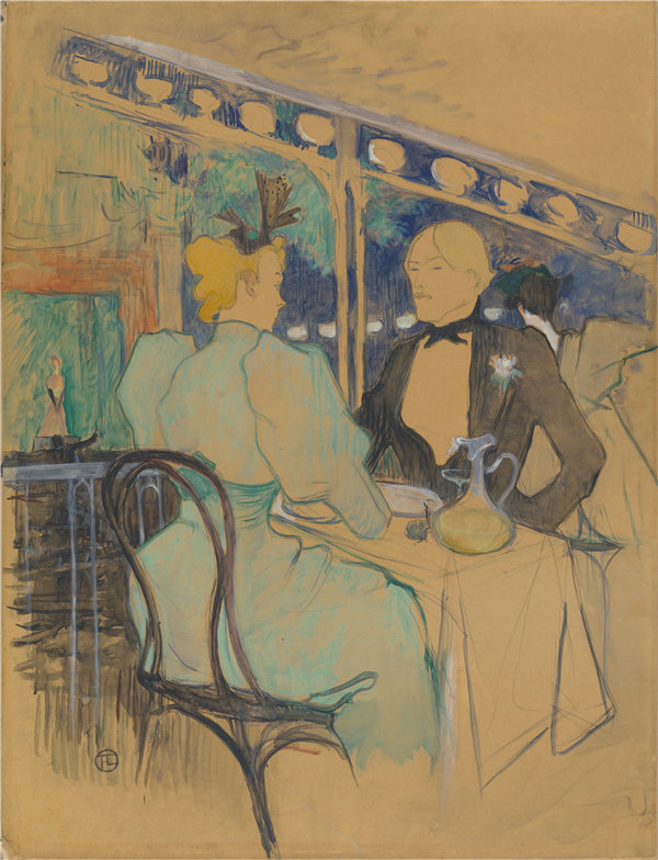 亨利·德·图卢兹-劳特雷克（Henri de Toulouse-Lautrec）-Les Ambassadeurs的时尚人士 1893年作品