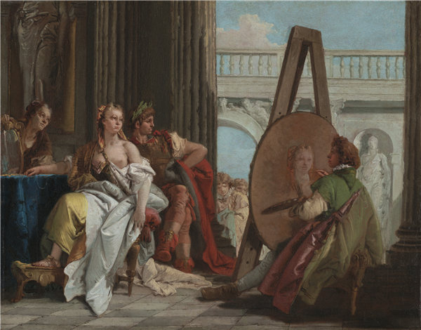 乔瓦尼·巴蒂斯塔·提埃波罗（Giovanni Battista Tiepolo）-亚历山大大帝和Campaspe在Apelles工作室，意大利，约1740年油画