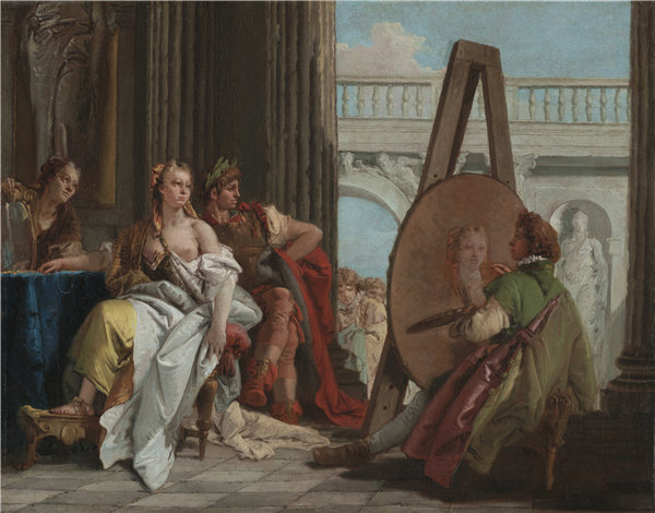 乔瓦尼·巴蒂斯塔·提埃波罗(Giovanni Battista Tiepolo)-亚历山大大帝和Campaspe在Apelles工作室,意大利,约1740年油画