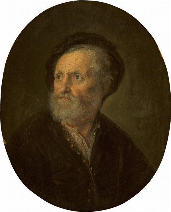 窦佳rit（Cerrit Dou）-大胡子男人的半身像 1642年油画