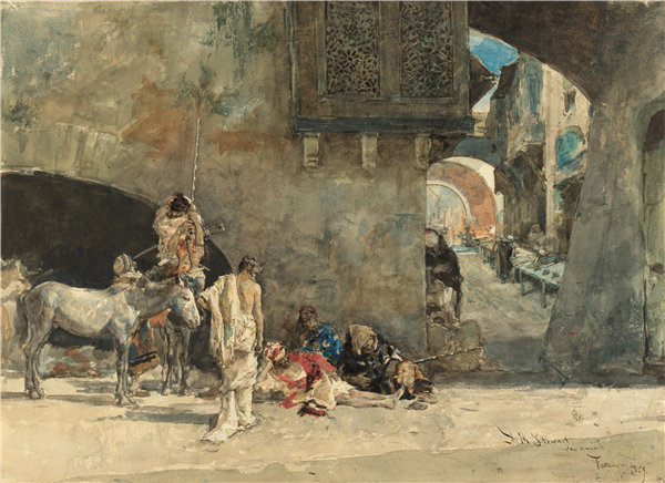 马里亚诺·福尔图尼（Mariano Fortuny yCarbó）-丹吉尔的一条街 1860年或1862年油画