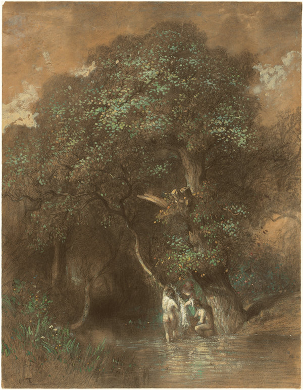 康斯坦·特罗荣（Constant Troyon）（法国）-巨型橡树沐浴者油画