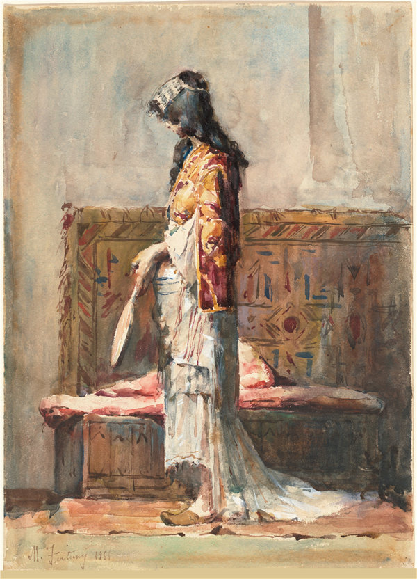 马里亚诺·福尔图尼（Mariano Fortuny yCarbó）-一名身穿传统服装的摩洛哥妇女 1866年油画