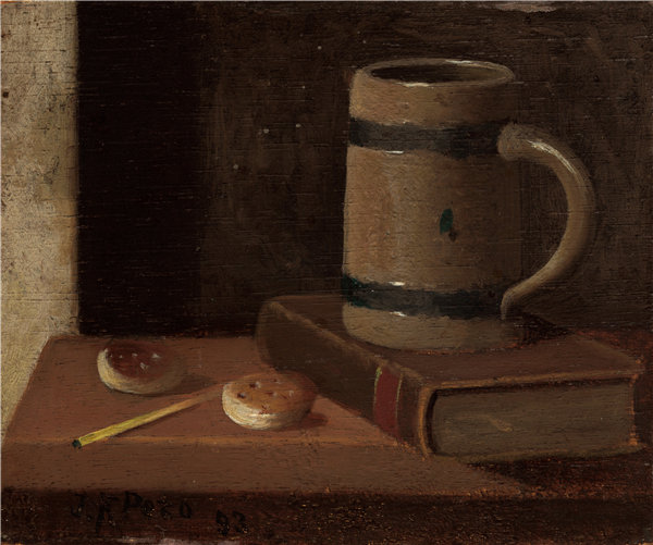 约翰·弗雷德里克·佩托（John Frederick Peto）-杯子，书籍，饼干和火柴 1893年油画