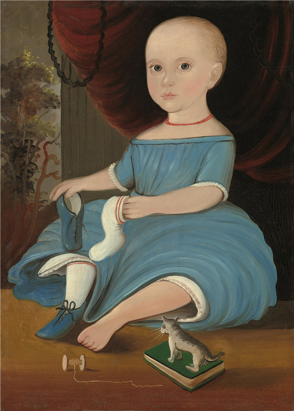 威廉·马修·普里尔（William Matthew Prior）-蓝衣宝贝 1845年油画
