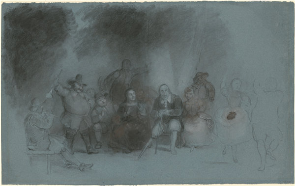 阿舍·布朗·杜兰德（Asher Brown Durand）-关于“在彼得·斯图维森特在场的情况下进行电池舞蹈”的研究 1838年油画