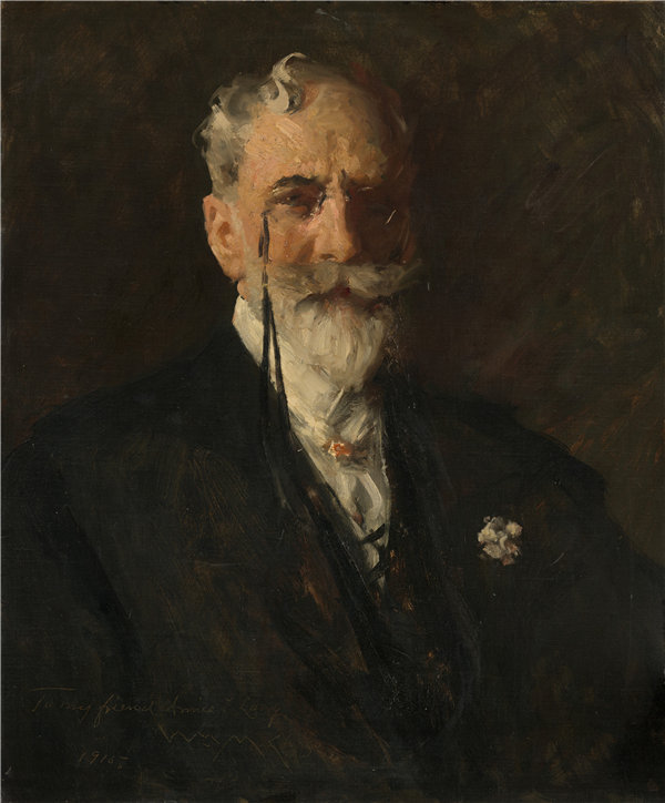 威廉·梅里特·蔡斯（William Merritt Chase）-自画像 1915年油画