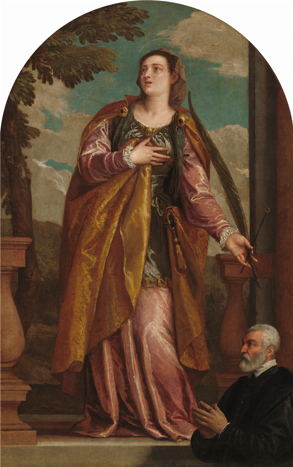 维罗尼（Paolo Caliari）-圣露西和一个捐助者 1585年油画