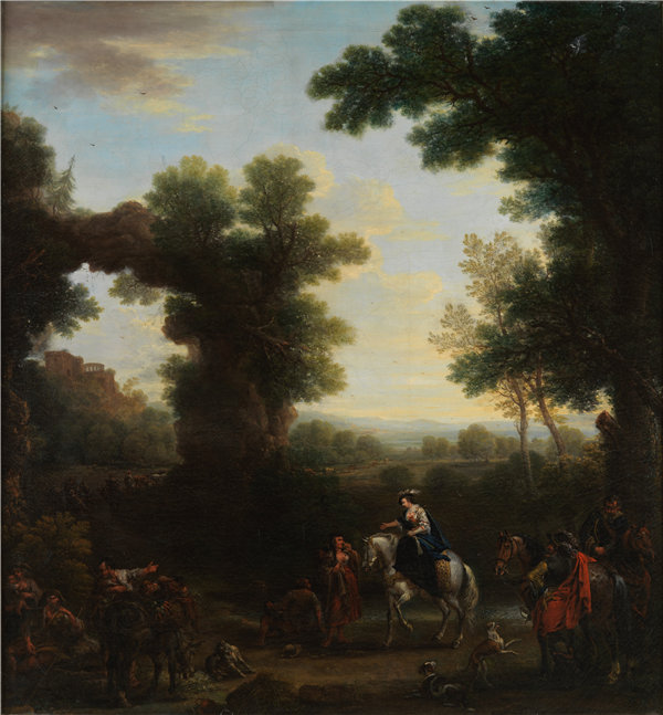 约翰·伍顿（John Wootton）-吉普赛人的古典风景 1748年油画