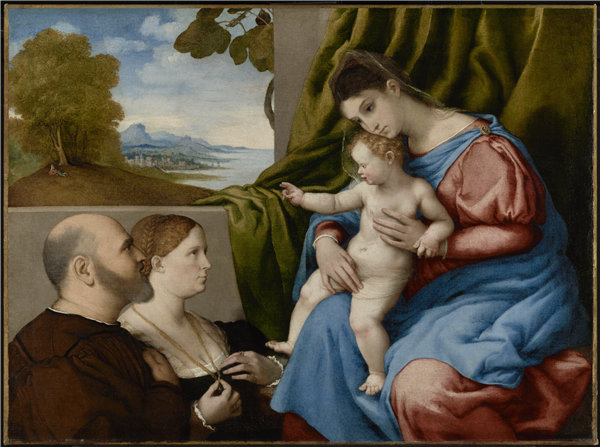 洛伦佐·乐透（Lorenzo Lotto ）-麦当娜和两个捐赠者的孩子油画