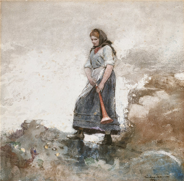 温斯洛·荷马(Winslow Homer)-海岸警卫队的女儿 1881年水彩作品