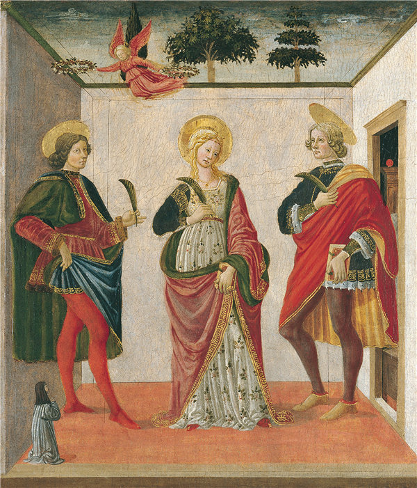 弗朗切斯科·波蒂奇尼（Francesco Botticini）-圣瓦西里安和圣蒂伯蒂乌斯1470年蛋彩作品